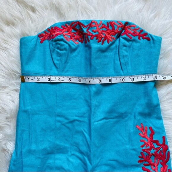 Lilly Pulitzer | Blue and Pink Bowen Mini Dress Coral | Size 00 - Picture 6 of 9